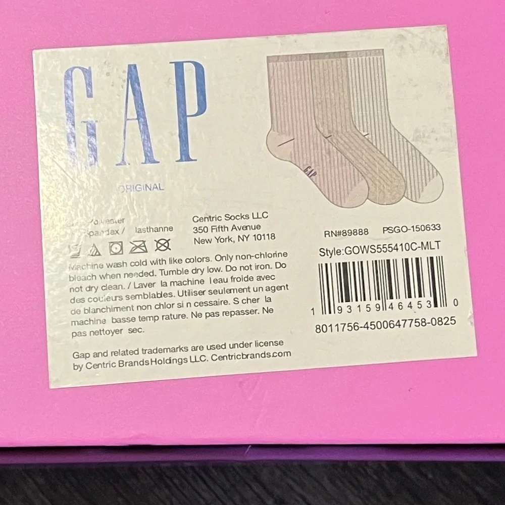 GAP Women’s Boot Socks Trio - Pink, Tan, White Box Set of 3 NWT